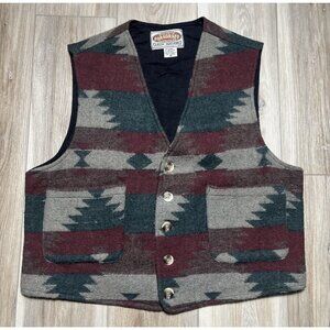 Vintage Paragraff Wool Aztec Navajo Pattern Lined Vest - Men Size Medium